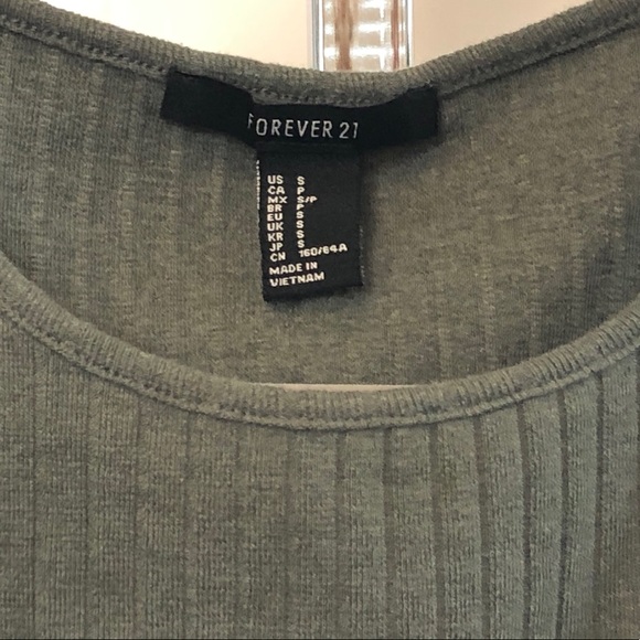 Forever 21 Sz S Adorable Olive Rib Knit Crop Top - Picture 3 of 9